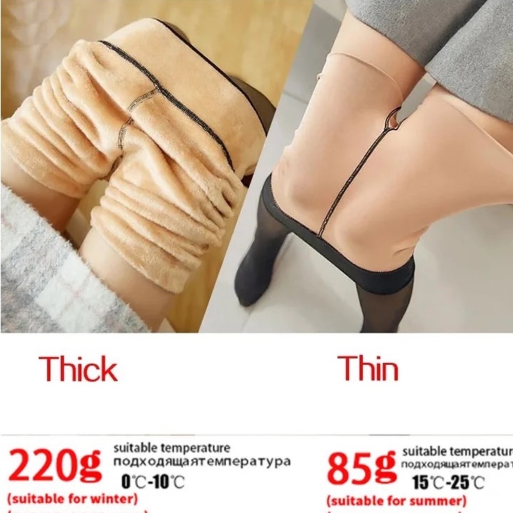 Pantyhose Warmers New Used Nylon Imitation Upper Velvet Fleeced Lined Tights - Picture 5 of 16